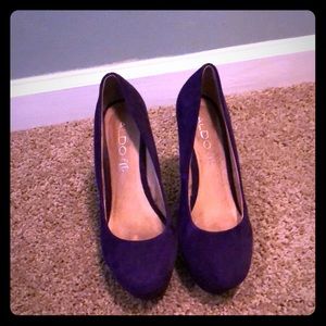 Purple Suede wedges